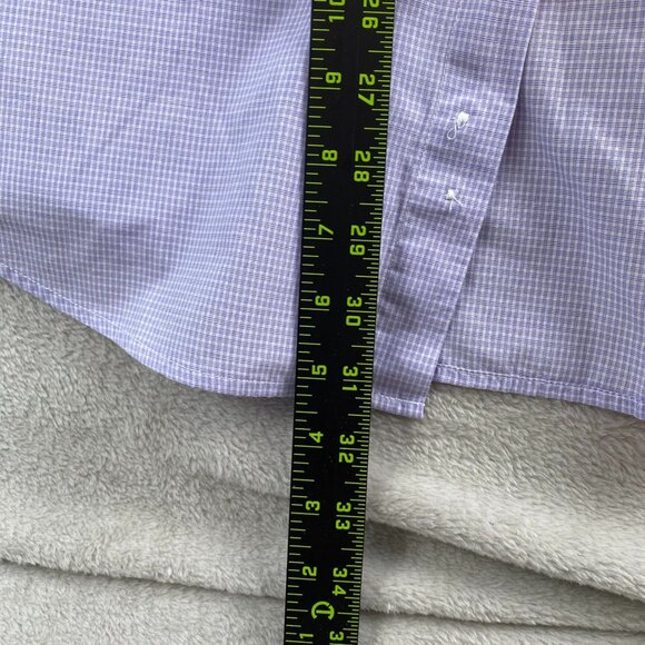 Chaps Men's Oxford Shirt Large Purple Check Easy Care Short Sleeve Button-Down - Picture 4 of 9